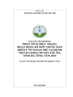 Phân tích thực trạng hoạt động kê đơn thuốc bảo hiểm y tế ngoại trú tại bệnh viện đa khoa huyện lộc hà, tỉnh hà tĩnh năm 2015 