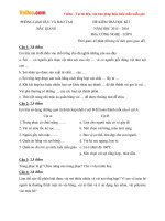 Đề thi học kì 1 môn Công nghệ lớp 6 Phòng GDĐT Bắc Giang năm học 2015  2016