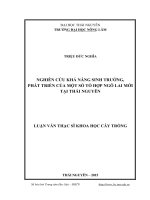 Nghiên cứu khả năng sinh trưởng, phát triển của một số tổ hợp ngô lai mới tại thái nguyên 