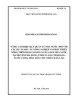 Nâng cao hiệu quả quản lý nhà nước đối với các dự án đầu tư nông nghiệp và phát triển nông thôn bằng nguồn ngân sách nhà nước tại huyện pak xeng, tỉnh luang brabang, nước cộng hòa dân chủ nhân dân lào tt 