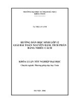 Hướng dẫn học sinh lớp 12 giải bài toán chuyên hàm, tích phân bằng nhiều cách 