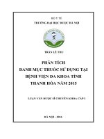 Phân tích danh mục thuốc sử dụng tại bệnh viện đa khoa tỉnh thanh hóa năm 2015 