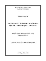 Phương pháp lagrange cho bài toán cực trị có điều kiện và ứng dụng 