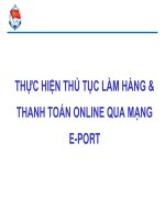 THỰC HIỆN THỦ TỤC LÀM HÀNG & THANH TOÁN ONLINE QUA MẠNG E-PORT