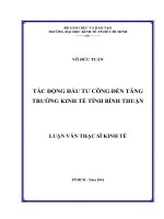Tác động đầu tư công đến tăng trưởng kinh tế tỉnh bình thuận 