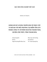 đánh giá dư lượng thuốc bảo vệ thực vật và rủi ro tới môi trường tại điểm tồn lưu thuộc công ty cổ phần nicotex thanh thái, huyện cẩm thủy, tỉnh thanh hóa 