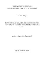 Phân tích các nhân tố ảnh hưởng đến thu hút đầu tư vào khu công nghiệp tỉnh bến tre