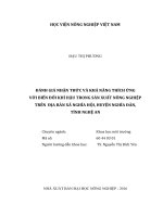 đánh giá nhận thức và khả năng thích ứng với biến đổi khí hậu trong sản xuất nông nghiệp trên địa bàn xã nghĩa hội, huyện nghĩa đàn, tỉnh nghệ an 