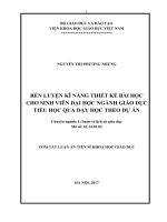 Rèn luyện kĩ năng thiết kế bài học cho sinh viên đại học ngành giáo dục tiểu học qua dạy học theo dự án (tt) 