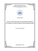 Nâng cao thu nhập cho các hộ nghèo người dân tộc thiểu số tại huyện khánh vĩnh, tỉnh khánh hòa 