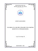 Tác động của chi tiêu công đến tăng trưởng kinh tế của tỉnh khánh hòa 