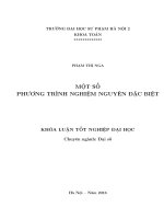 Một số phương trình nghiệm nguyên đặc biệt