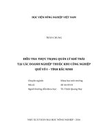 điều tra thực trạng quản lý khí thải tại các doanh nghiệp thuộc khu công nghiệp quế võ i – tỉnh bắc ninh 