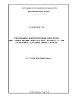 The mediating role of perceived value in the relationship between service quality and trust   a case study of private general hospital in HCMC 
