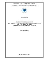 Testing the influence of factors of customer relationship management on customer loyalty at vietcombank dong nai branch 