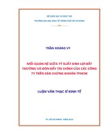 Mối quan hệ giữa tỷ suất sinh lợi bất thường và đòn bẩy tài chính của các công ty trên sàn chứng khoán TP HCM 