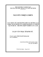 Các nhân tố ảnh hưởng đến xu hướng lựa chon ngân hàng của khách hàng cá nhân tại TPHCM   trường hợp nghiên cứu ACB 