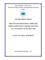 Một số giải pháp hoàn thiện hệ thống kiểm soát nội bộ tại công ty cấp thoát nước bến tre 