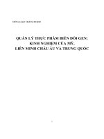 Quản Lý Thực Phẩm Biến Đổi Gen: Kinh Nghiệm Của Mỹ, Liên Minh Châu Âu Và Trung Quốc