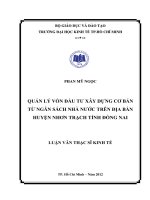 Quản lý vốn đầu tư xây dựng cơ bản từ ngân sách nhà nước trên địa bàn huyện nhơn trạch tỉnh đồng nai 