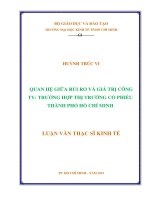 Quan hệ giữa rủi ro và giá trị công ty trường hợp thị trường cổ phiếu TP  HCM 