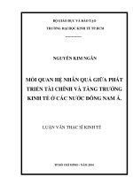 Mối quan hệ nhân quả giữa phát triển tài chính và tăng trưởng kinh tế ở các nước đông nam á 