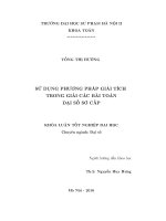 Sử dụng phương pháp giải tích trong giải các bài toán đại số sơ cấp (LV tốt nghiệp)