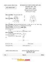 Đề thi học kì II môn vật lý lớp 6 Bình Giang