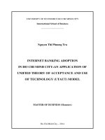 Internet banking adoption in ho chi minh city an application of unified theory of acceptance and use of technology (utaut) model 