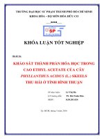 KHẢO SÁT THÀNH PHẦN HÓA HỌC TRONG CAO ETHYL ACETATE CỦA CÂY PHYLLANTHUS ACIDUS (L.) SKEELS THU HÁI Ở TỈNH BÌNH THUẬN