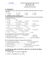 Bộ đề thi tiếng anh vào lớp 10  trắc nghiệm ( có đáp án )