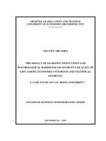 The impact of learning motivation and psychological hardiness on students quality of life among economics students and technical students a case study of lac hong university 