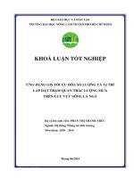 ỨNG DỤNG GIS TỐI ƢU HÓA SỐ LƢỢNG VÀ VỊ TRÍ LẮP ĐẶT TRẠM QUAN TRẮC LƢỢNG MƢA TRÊN LƢU VỰC SÔNG LA NGÀ