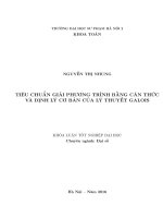 Tiêu chuẩn giải phương trình bằng căn thức và định lý cơ bản của lý thuyết galois 