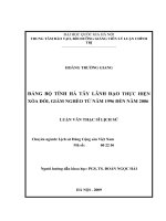 Đảng bộ tỉnh hà tây lãnh đạo thực hiện xóa đói, giảm nghèo từ năm 1996 đến năm 2006 
