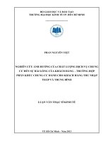 Nghiên cứu ảnh hưởng của chất lượng dịch vụ chung cư đến sự hài lòng của khách hàng   trường hợp phân khúc chung cư dành cho khách hàng thu nhập thấp và trung bình 