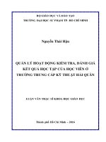 QUẢN LÝ HOẠT ĐỘNG KIỂM TRA, ĐÁNH GIÁ KẾT QUẢ HỌC TẬP CỦA HỌC VIÊN Ở TRƯỜNG TRUNG CẤP KỸ THUẬT HẢI QUÂN