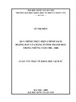 Quá trình thực hiện chính sách ruộng đất của đảng ở tỉnh thanh hóa trong những năm 1988 2006 