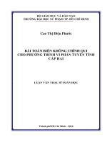 BÀI TOÁN BIÊN KHÔNG CHÍNH QUI CHO PHƯƠNG TRÌNH VI PHÂN TUYẾN TÍNH CẤP HAI