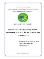 PHÂN VÙNG THÍCH NGHI TỰ NHIÊN THEO THỜI VỤ CHO CÂY ĐẬU PHỘNG TẠI TỈNH LONG AN
