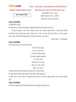 Đề thi giữa học kì 2 môn Ngữ văn lớp 6 Phòng GDĐT Bình Giang, Hải Dương năm học 2015  2016