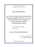 Phân tích tác động niềm tin kinh doanh của doanh nghiệp và niềm tin của người tiêu dùng đến chỉ số giá cổ phiếu tại sở giao dịch chứng khoán thành phố hồ chí minh 