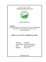 Đánh giá hiệu quả sử dụng đất sản xuất nông nghiệp trên địa bàn xã Sơn Điện - huyện Quan sơn - tỉnh Thanh Hóa