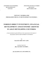 Foreign direct investment, financial development and economic growth in asian developing countries 