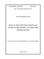 Quản lý nhà nước bằng pháp luật về bảo vệ môi trường – từ thực tiễn tỉnh Hải Dương (LV thạc sĩ)
