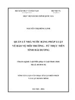 Quản lý nhà nước bằng pháp luật về bảo vệ môi trường – từ thực tiễn tỉnh Hải Dương (TT LV thạc sĩ)
