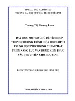 DẠY HỌC MỘT SỐ CHỦ ĐỀ TÍCH HỢP TRONG CHƯƠNG TRÌNH HÓA HỌC LỚP 10 TRUNG HỌC PHỔ THÔNG NHẰM PHÁT TRIỂN NĂNG LỰC VẬN DỤNG KIẾN THỨC VÀO THỰC TIỄN CHO HỌC SINH