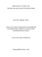 Nâng cao chất lượng đào tạo nghề cho lao động nông thôn của huyện châu thành, tỉnh hậu giang