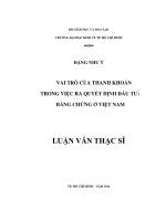 Vai trò của thanh khoản trong việc ra quyết định đầu tư bằng chứng ở việt nam 