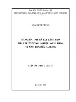 Đảng bộ tỉnh hà tây lãnh đạo phát triển nông nghiệp, nông thôn từ năm 1996 đến năm 2006 